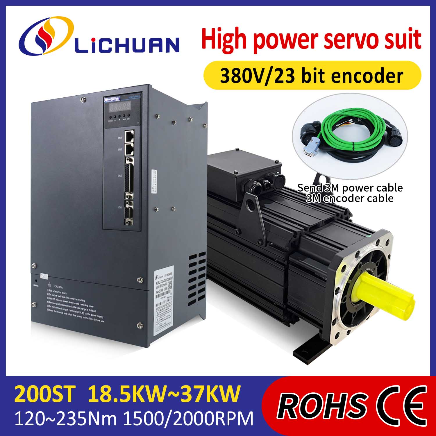 Kit driver servomotore CA Lichuan ALTA POTENZA 120N.m 18,5KW AC380V 31,8A 1500/2000RPM IP65