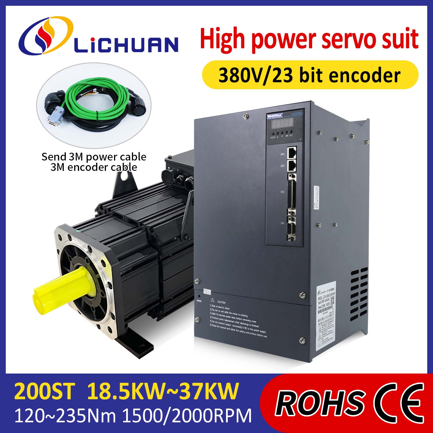 Kit driver servomotore CA Lichuan ALTA POTENZA 140N.m 22KW AC380V 44,7A 1500/2000RPM IP65
