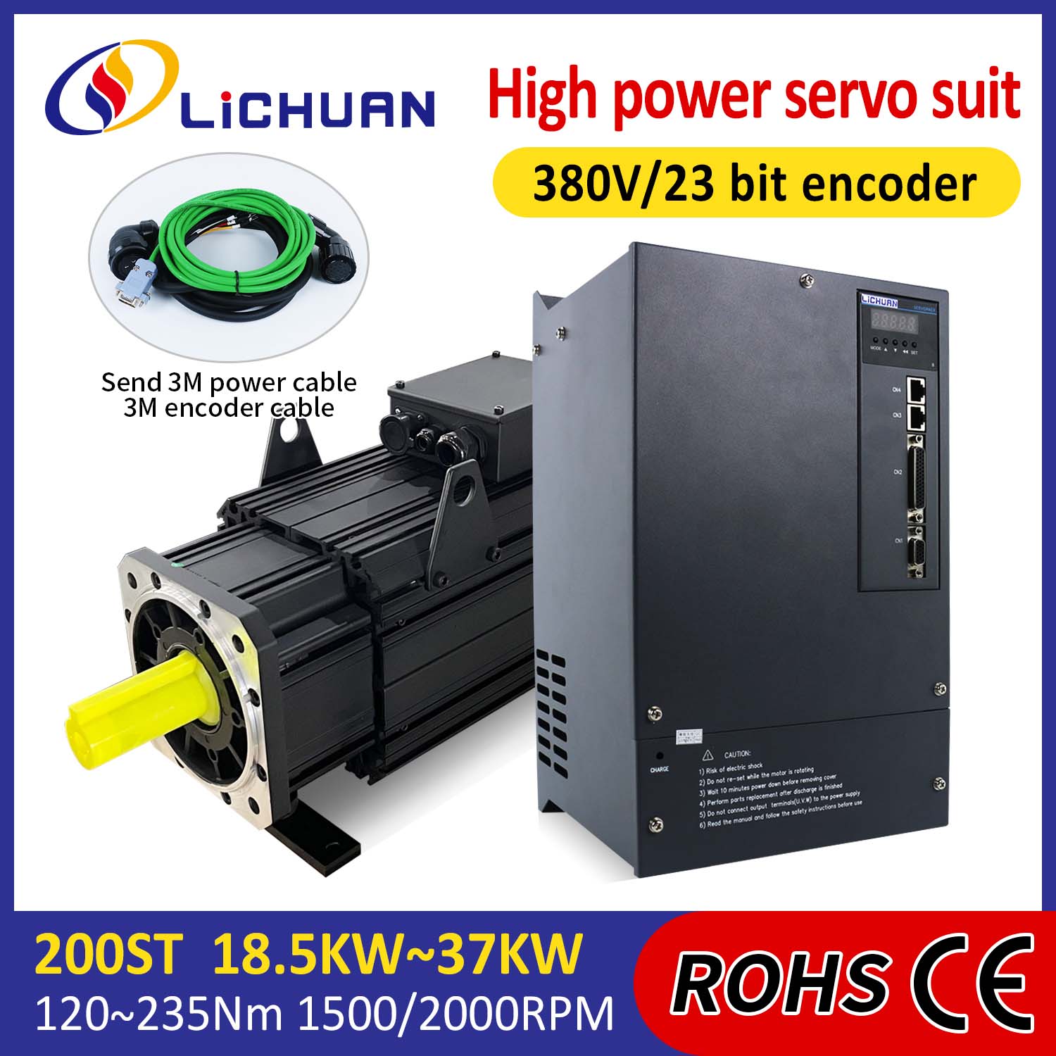 Kit driver servomotore CA Lichuan ALTA POTENZA 191N.m 30KW AC380V 52A 1500/2000RPM IP65